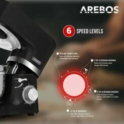 AREBOS Kitchen Maschine 1500W - Incl. 2 Bowls -Small Appliances Store 65602381 3