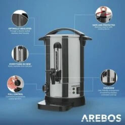 AREBOS Mulled Wine Maker 950 W Hot Beverage Dispenser 6.8 L With Drip Tray, Outlet Tap, Thermostat And Overheating Protection Temperature Setting From 30-110°C -Small Appliances Store 65752108 3