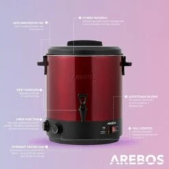 AREBOS Automatic Preserving Cooker 1800 W Preserving Pot 28 L With Timer, Thermostat & Overheating Protection Steplessly Adjustable 30-110°C Mulled Wine Cooker Incl. Preserving Jar Lifter & Prese 7 AREBOS Automatic Preserving Cooker 1800 W Preserving Pot 28 L With Timer, Thermostat & Overheating Protection Steplessly Adjustable 30-110°C Mulled Wine Cooker Incl. Preserving Jar Lifter & Prese -Small Appliances Store 66438939 3