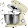 AREBOS Retro Food Processor 1800 W Cream Kneading Machine With 6L Stainless Steel Mixing Bowl Low Noise Kitchen Mixer With Mixing Hook, Dough Hook, Whisk And Splash Guard 6 Speeds