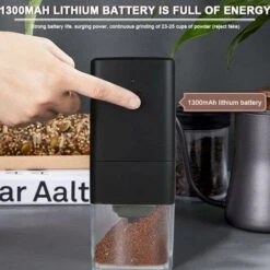 Portable Electric Coffee Grinder, Coffee Grinder 1300mAh USB Rechargeable Coffee Grinder With Brush For Coffee Beans, Spices, Nuts -Small Appliances Store 67263293 3