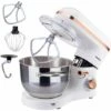 AREBOS Stand Mixer 1500W With 6L Stainless Steel Mixing Bowl White Rose Gold Incl. Mixing Hook, Dough Hook, Whisk Splash Guard 6 Speeds Kneading Machine Dough Machine