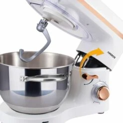 AREBOS Stand Mixer 1500W With 6L Stainless Steel Mixing Bowl White Rose Gold Incl. Mixing Hook, Dough Hook, Whisk Splash Guard 6 Speeds Kneading Machine Dough Machine 9 AREBOS Stand Mixer 1500W With 6L Stainless Steel Mixing Bowl White Rose Gold Incl. Mixing Hook, Dough Hook, Whisk Splash Guard 6 Speeds Kneading Machine Dough Machine -Small Appliances Store 67421057 5