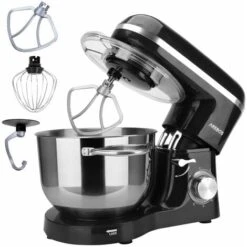 AREBOS Stand Mixer 1500 W With 6 L Stainless Steel Mixing Bowl, Incl. Whisk, Dough Hook, Flat Beater And Splash Guard, 6 Speed Settings And Pulse Function