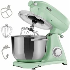 AREBOS Stand Mixer 1800 W Kneading Machine With 5.5 L Stainless Steel Mixing Bowl Low Noise Kitchen Mixer With Mixing Hook, Dough Hook, Whisk And Splash Guard 6 Speeds Dough Machine