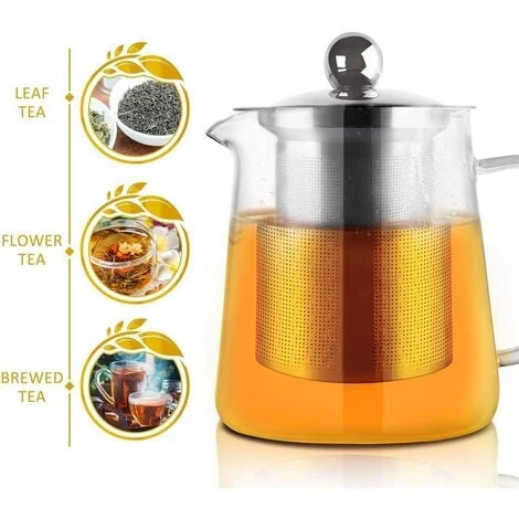Heat Resistant Glass Teapot With Infuser, Clear Handle, Perfect For Tea And Coffee - (450ml) 2 Heat Resistant Glass Teapot With Infuser, Clear Handle, Perfect For Tea And Coffee - (450ml) - Image 2