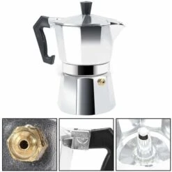 Moka Pot Machine Express Italian Coffee Maker Espresso Stainless Steel Kettle(450ML 9cups) -Small Appliances Store 68091257 4