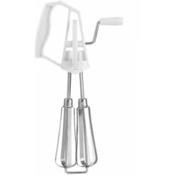 Stainless Steel Manual Whisk Egg Beater Rotary Handheld Egg Frother Mixer Cooking Tool Kitchen(White)