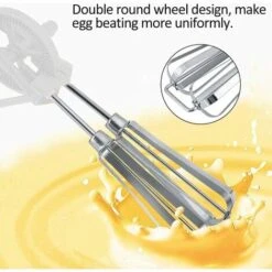 Stainless Steel Manual Whisk Egg Beater Rotary Handheld Egg Frother Mixer Cooking Tool Kitchen(White) -Small Appliances Store 68106443 3