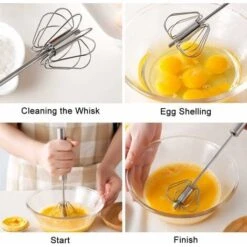 Manual Whisk, Semi-Automatic Whisk, Quiet Small Non-Electric Manual Whisk For The Eat-In Kitchen Made Of Stainless Steel -Small Appliances Store 68106659 3