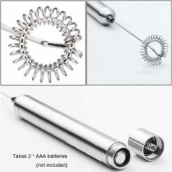 Electric Milk Frother Rod, Stainless Steel Handheld Milk Frother, Battery Operated Electric Motor Frother, Coffee/Latte/Cappuccino/Cream/Macchiato Milk Frother -Small Appliances Store 68107143 3