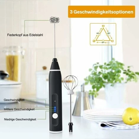 Electric Milk Frother With Double Whisk, USB Rechargeable Milk Frother, 2 In 1 Handheld Battery Operated Milk Frother For Coffee, Latte, Cappuccino, Whipping Eggs 2 Electric Milk Frother With Double Whisk, USB Rechargeable Milk Frother, 2 In 1 Handheld Battery Operated Milk Frother For Coffee, Latte, Cappuccino, Whipping Eggs - Image 2