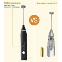Electric Milk Frother With Double Whisk, USB Rechargeable Milk Frother, 2 In 1 Handheld Battery Operated Milk Frother For Coffee, Latte, Cappuccino, Whipping Eggs 7 Electric Milk Frother With Double Whisk, USB Rechargeable Milk Frother, 2 In 1 Handheld Battery Operated Milk Frother For Coffee, Latte, Cappuccino, Whipping Eggs -Small Appliances Store 68107147 3