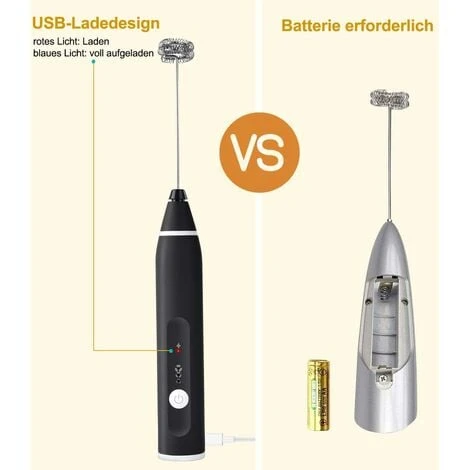 Electric Milk Frother With Double Whisk, USB Rechargeable Milk Frother, 2 In 1 Handheld Battery Operated Milk Frother For Coffee, Latte, Cappuccino, Whipping Eggs 3 Electric Milk Frother With Double Whisk, USB Rechargeable Milk Frother, 2 In 1 Handheld Battery Operated Milk Frother For Coffee, Latte, Cappuccino, Whipping Eggs - Image 3