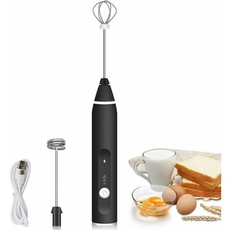 Electric Milk Frother, USB Rechargeable Milk Frother 2 In 1 Hand-held Battery-operated Milk Frother For Coffee, Latte, Cappuccino, Beating Eggs 1 Electric Milk Frother, USB Rechargeable Milk Frother 2 In 1 Hand-held Battery-operated Milk Frother For Coffee, Latte, Cappuccino, Beating Eggs