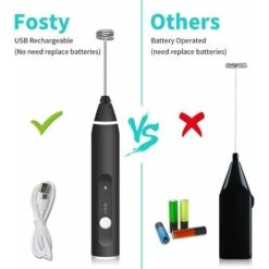Electric Milk Frother, USB Rechargeable Milk Frother 2 In 1 Hand-held Battery-operated Milk Frother For Coffee, Latte, Cappuccino, Beating Eggs 7 Electric Milk Frother, USB Rechargeable Milk Frother 2 In 1 Hand-held Battery-operated Milk Frother For Coffee, Latte, Cappuccino, Beating Eggs -Small Appliances Store 68107200 3