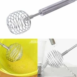 Stainless Steel Manual Egg Whisk, Hand Egg Mixer Eggbeater Blender Stirring Beater Cream Frother Flour Stirrer, For Family Restaurant Kitchen,9.05 In -Small Appliances Store 68107900 4