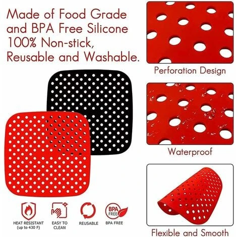 Pieces Reusable Air Fryer, Non-Stick Air Fryer Mats, Air Fryer Pad, Air Fryer Accessories, Air Fryer Mat, For Air Fryer, Steamer Basket 3 Pieces Reusable Air Fryer, Non-Stick Air Fryer Mats, Air Fryer Pad, Air Fryer Accessories, Air Fryer Mat, For Air Fryer, Steamer Basket - Image 3