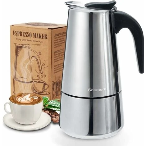 Italian Coffee Maker, Moka Coffee Maker In Stainless Steel Pressure Coffee Maker 300ml Large Capacity Compatible With Induction Hob With Ergonomic Handle 1 Italian Coffee Maker, Moka Coffee Maker In Stainless Steel Pressure Coffee Maker 300ml Large Capacity Compatible With Induction Hob With Ergonomic Handle