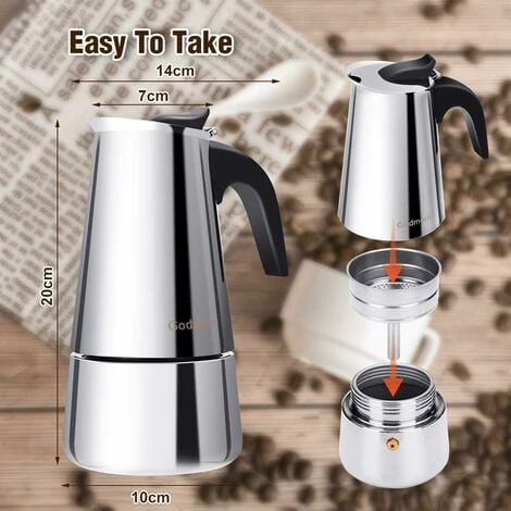 Italian Coffee Maker, Moka Coffee Maker In Stainless Steel Pressure Coffee Maker 300ml Large Capacity Compatible With Induction Hob With Ergonomic Handle 4 Italian Coffee Maker, Moka Coffee Maker In Stainless Steel Pressure Coffee Maker 300ml Large Capacity Compatible With Induction Hob With Ergonomic Handle - Image 4