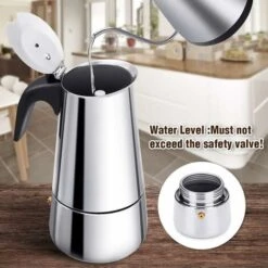 Italian Coffee Maker, Moka Coffee Maker In Stainless Steel Pressure Coffee Maker 300ml Large Capacity Compatible With Induction Hob With Ergonomic Handle 9 Italian Coffee Maker, Moka Coffee Maker In Stainless Steel Pressure Coffee Maker 300ml Large Capacity Compatible With Induction Hob With Ergonomic Handle -Small Appliances Store 68262442 5