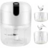 Mini Electric Chopper, 250ML&100ML Cordless Electric Meat Grinder, Portable Food Blender Kitchen Electric Chopper With Vegetable Chopper Blade For Baby Food, Meat, Garlic (White)