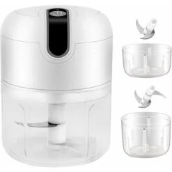 Mini Electric Chopper, 250ML&100ML Cordless Electric Meat Grinder, Portable Food Blender Kitchen Electric Chopper With Vegetable Chopper Blade For Baby Food, Meat, Garlic (White)