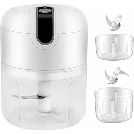 Mini Electric Chopper, 250ML&100ML Cordless Electric Meat Grinder, Portable Food Blender Kitchen Electric Chopper With Vegetable Chopper Blade For Baby Food, Meat, Garlic (White) 1 Mini Electric Chopper, 250ML&100ML Cordless Electric Meat Grinder, Portable Food Blender Kitchen Electric Chopper With Vegetable Chopper Blade For Baby Food, Meat, Garlic (White)