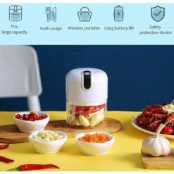 Mini Electric Chopper, 250ML&100ML Cordless Electric Meat Grinder, Portable Food Blender Kitchen Electric Chopper With Vegetable Chopper Blade For Baby Food, Meat, Garlic (White) 8 Mini Electric Chopper, 250ML&100ML Cordless Electric Meat Grinder, Portable Food Blender Kitchen Electric Chopper With Vegetable Chopper Blade For Baby Food, Meat, Garlic (White) -Small Appliances Store 69019068 4