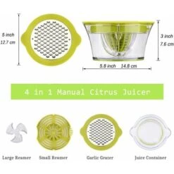 Citrus Squeezer Citrus Juicer Orange Juicer Multi-Function Manual Juicer Hand Press With 400ml Juice Container And 2 Green Cones -Small Appliances Store 69826069 5