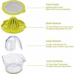 Lemon Squeezer, Juicer 4 In 1 Manual Orange Squeezer, Orange Squeezer With 400ml Container, Plastic Lemon Squeezer, Lime Squeezer, Green Vegetable And Fruit Squeezer -Small Appliances Store 69826271 4