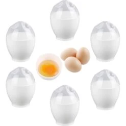 6 Pieces Egg Poacher Easy Egg Cooker Plastic Egg Poacher Cooked Microwave Egg Microwave Pan Nonstick Reusable With Lid For Cooking Perfect Poached Eggs BPA Free