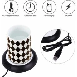 USB Cup Warmer Drink Warmer Hot Plate Coasters For Coffee Warmer Utensils For Bar Office Home(Black) -Small Appliances Store 71418919 4