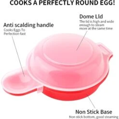 2 Pack Microwave Egg Cooker, 1 Minute Quick, Hamburger, Omelet (Red And Clear) -Small Appliances Store 71418962 3