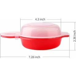 2 Pack Microwave Egg Cooker, 1 Minute Quick, Hamburger, Omelet (Red And Clear) -Small Appliances Store 71418962 4