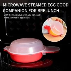 2 Pack Microwave Egg Cooker, 1 Minute Quick, Hamburger, Omelet (Red And Clear) -Small Appliances Store 71418962 5