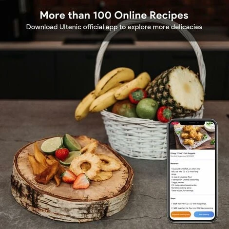 ULTENIC K20 - Dual Air Fryer - 3.8L*2 Air Fryer With Double - Independent Cooking & Sync Finish - Online Recipes - Digital Display With 6 Presets - 2850W 5 ULTENIC K20 - Dual Air Fryer - 3.8L*2 Air Fryer With Double - Independent Cooking & Sync Finish - Online Recipes - Digital Display With 6 Presets - 2850W - Image 5