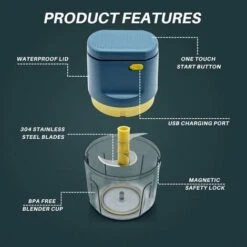 Electric Kitchen Chopper Mini Multifunction Chopper 250ml Food Processor Garlic Press Waterproof Washable Advanced Meat Grinder For Vegetables Fruits Baby Food 8 Electric Kitchen Chopper Mini Multifunction Chopper 250ml Food Processor Garlic Press Waterproof Washable Advanced Meat Grinder For Vegetables Fruits Baby Food -Small Appliances Store 72508253 4