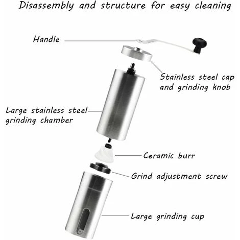 Moulin à Café Manuel Avec Réglage Réglable - Moulin à Bière Et Acier Inoxydable - Moulin à Café Pour Aeropress, Café Filtre, Expresso, Presse Française, Infusion Turque 5 Moulin à Café Manuel Avec Réglage Réglable - Moulin à Bière Et Acier Inoxydable - Moulin à Café Pour Aeropress, Café Filtre, Expresso, Presse Française, Infusion Turque - Image 5