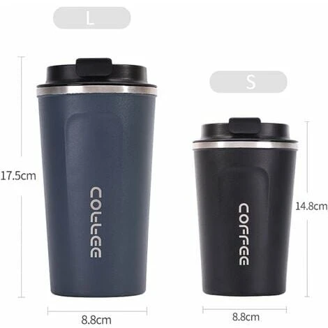 MUFF Stainless Steel Coffee Cup Leakproof Insulated Thermal Cup Car Portable Travel Coffee Mug,Black L 4 MUFF Stainless Steel Coffee Cup Leakproof Insulated Thermal Cup Car Portable Travel Coffee Mug,Black L - Image 4