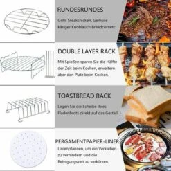 Air Fryer Accessories (15 Sets +20 Cookbook) -8 Inch, The Air Fryer Accessories, Suitable For 4.2-6.8QT Air Fryer All Brands 8 Air Fryer Accessories (15 Sets +20 Cookbook) -8 Inch, The Air Fryer Accessories, Suitable For 4.2-6.8QT Air Fryer All Brands -Small Appliances Store 74718631 4