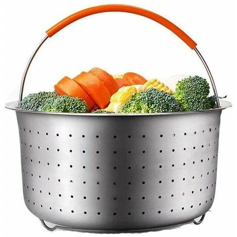 Steamer Basket,304 Stainless Steel Vegetable Steamer Basket, Steamer Rice Cooker Basket Pressure Cooker Steamer Basket With Silicone Covered Handle For Cooking Vegetables And Foods 2 Steamer Basket,304 Stainless Steel Vegetable Steamer Basket, Steamer Rice Cooker Basket Pressure Cooker Steamer Basket With Silicone Covered Handle For Cooking Vegetables And Foods - Image 2