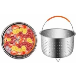 Steamer Basket,304 Stainless Steel Vegetable Steamer Basket, Steamer Rice Cooker Basket Pressure Cooker Steamer Basket With Silicone Covered Handle For Cooking Vegetables And Foods 7 Steamer Basket,304 Stainless Steel Vegetable Steamer Basket, Steamer Rice Cooker Basket Pressure Cooker Steamer Basket With Silicone Covered Handle For Cooking Vegetables And Foods -Small Appliances Store 75024563 3