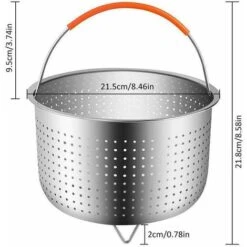Steamer Basket,304 Stainless Steel Vegetable Steamer Basket, Steamer Rice Cooker Basket Pressure Cooker Steamer Basket With Silicone Covered Handle For Cooking Vegetables And Foods 8 Steamer Basket,304 Stainless Steel Vegetable Steamer Basket, Steamer Rice Cooker Basket Pressure Cooker Steamer Basket With Silicone Covered Handle For Cooking Vegetables And Foods -Small Appliances Store 75024563 4