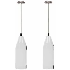 Set Of 2 Portable Batteries With Batteries - Electric Whips For Teaspoons, Battery Agitator, Portable Milk Mousseur, Mini Mixer For The Ball Test, Cappuccino, Latte, Strike And White Matcha + White