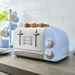 Swan 4 Slice Toaster Blue 1950s Retro-Style 6 Setting With Crumb Tray ST34020BLN -Small Appliances Store 77196974 4