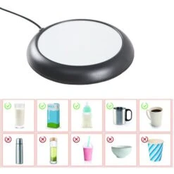 USB Coffee Mug Warmer, Wood Grain Cup Warmer Beverage Mug Heat Mat Water Milk Warmer Plate Black 7 USB Coffee Mug Warmer, Wood Grain Cup Warmer Beverage Mug Heat Mat Water Milk Warmer Plate Black -Small Appliances Store 77431960 3