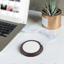 Coffee Mug Warmer For Desk Auto Shut Off USB, Electric Beverage Warmer For Coffee,Cocoa,Tea,Milk Dark Wood Texture -Small Appliances Store 77431970 5