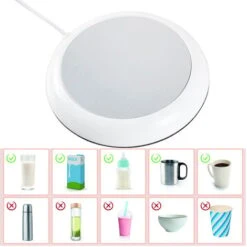 USB Coffee Mug Warmer, Wood Grain Cup Warmer Beverage Mug Heat Mat Water Milk Warmer Plate White 7 USB Coffee Mug Warmer, Wood Grain Cup Warmer Beverage Mug Heat Mat Water Milk Warmer Plate White -Small Appliances Store 77431998 3