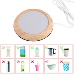 Coffee Mug Warmer For Desk Auto Shut Off USB, Electric Beverage Warmer For Coffee,Cocoa,Tea,Milk Shallow Wood Grain -Small Appliances Store 77432048 3